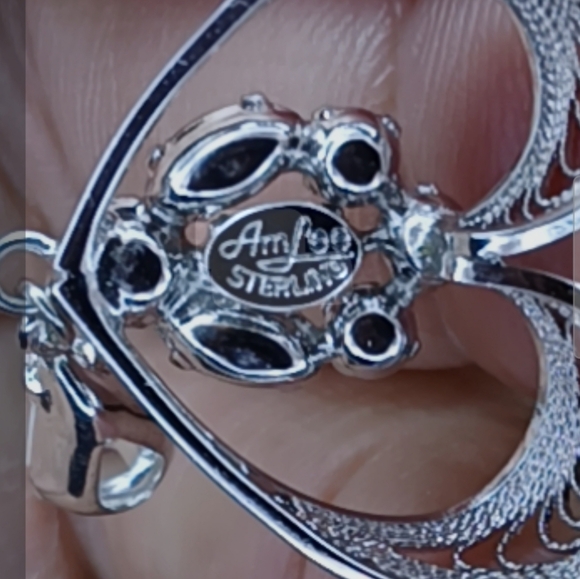 Vintage Amlee Sterling Silver Necklace CZs - Picture 3 of 10